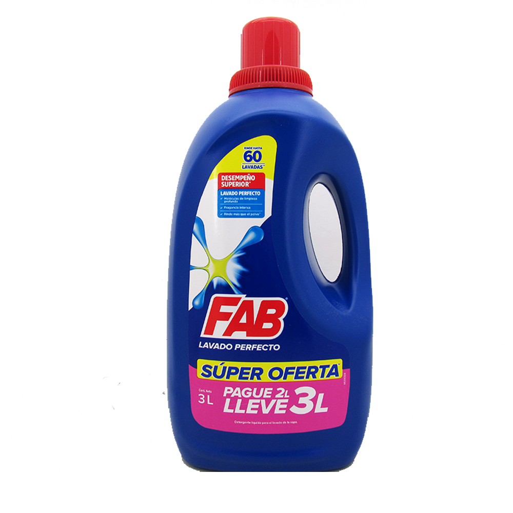 Detergente Líquido Fab Pague 2 Lleve 3 Litros