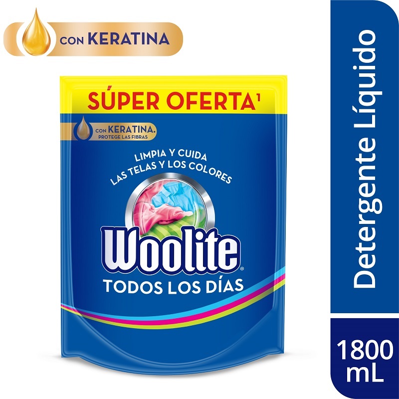 Detergente Líquido Woolite Todos Los Días Doypack 1800Ml
