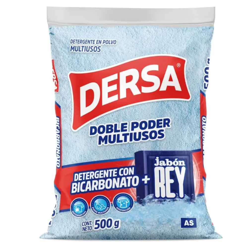 Detergente Polvo Dersa Bicarbonato + Jabón Rey 500Gr