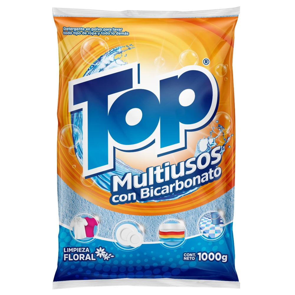 Detergente Polvo Top Multiusos Bicarbonato Floral 1000Gr