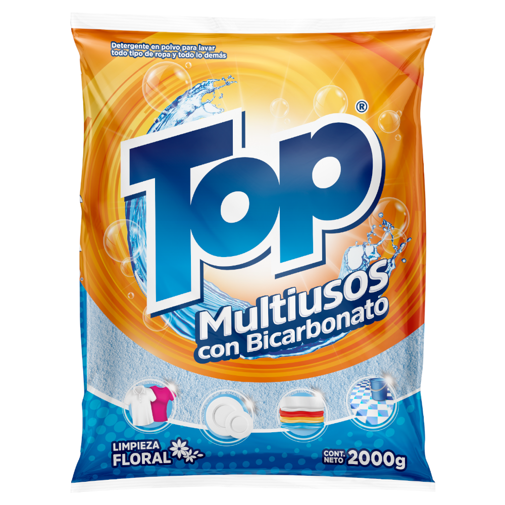 Detergente Polvo Top Multiusos Bicarbonato Floral 2000Gr