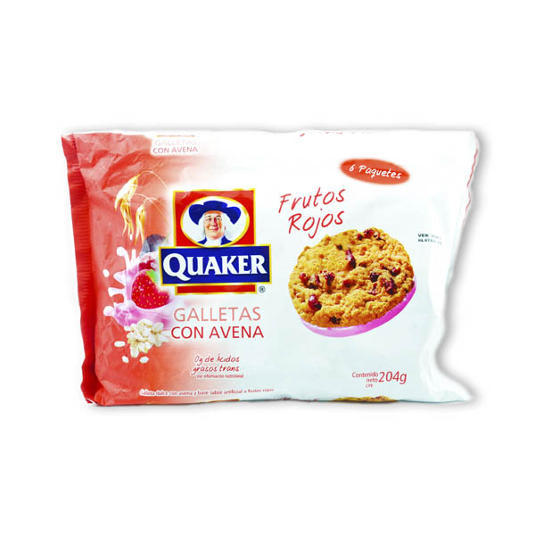 Galleta Frutos Rojos Quaker 6 Unidades 204Gr