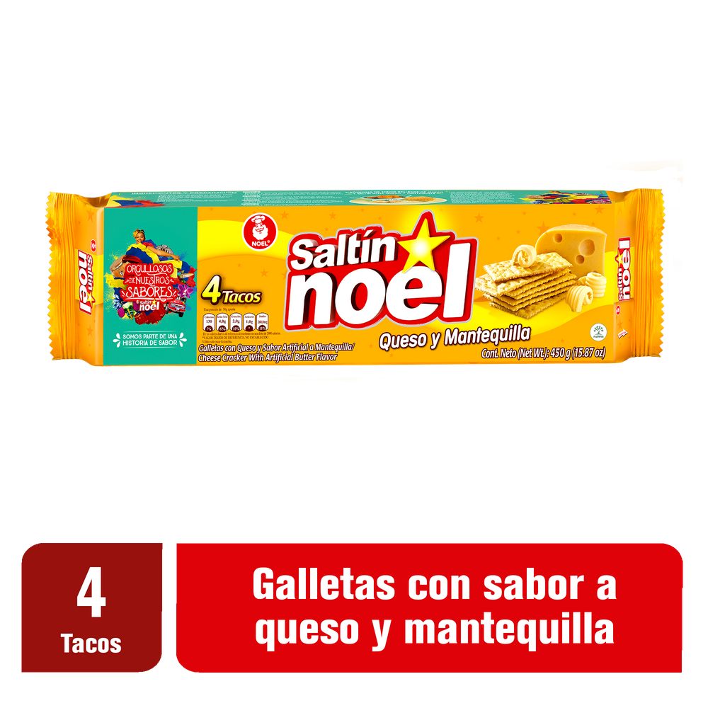 Galleta Saltin Noel Queso Mantequilla 4Tacos 450Gr Precio Especial
