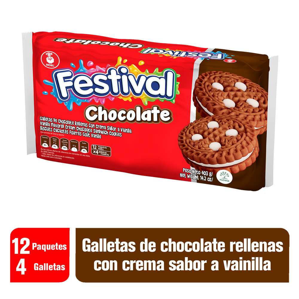 Galletas Festival Chocolate 12 Paquetes 403Gr