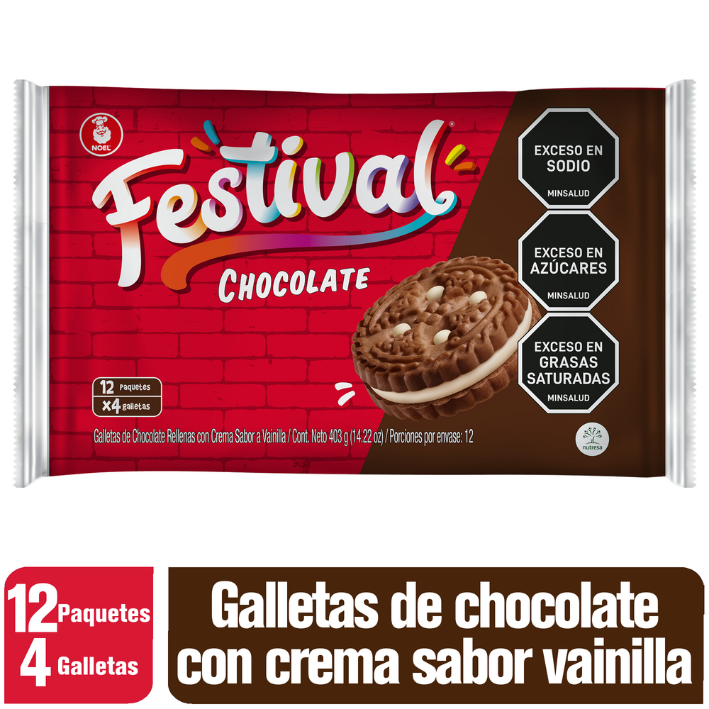 Galletas Festival Chocolate 12 Paquetes 403Gr