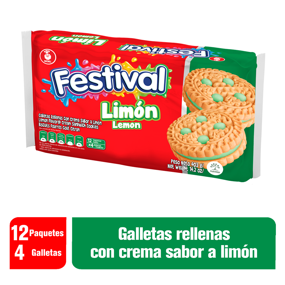 Galletas Festival Limón 12 Paquetes 403Gr