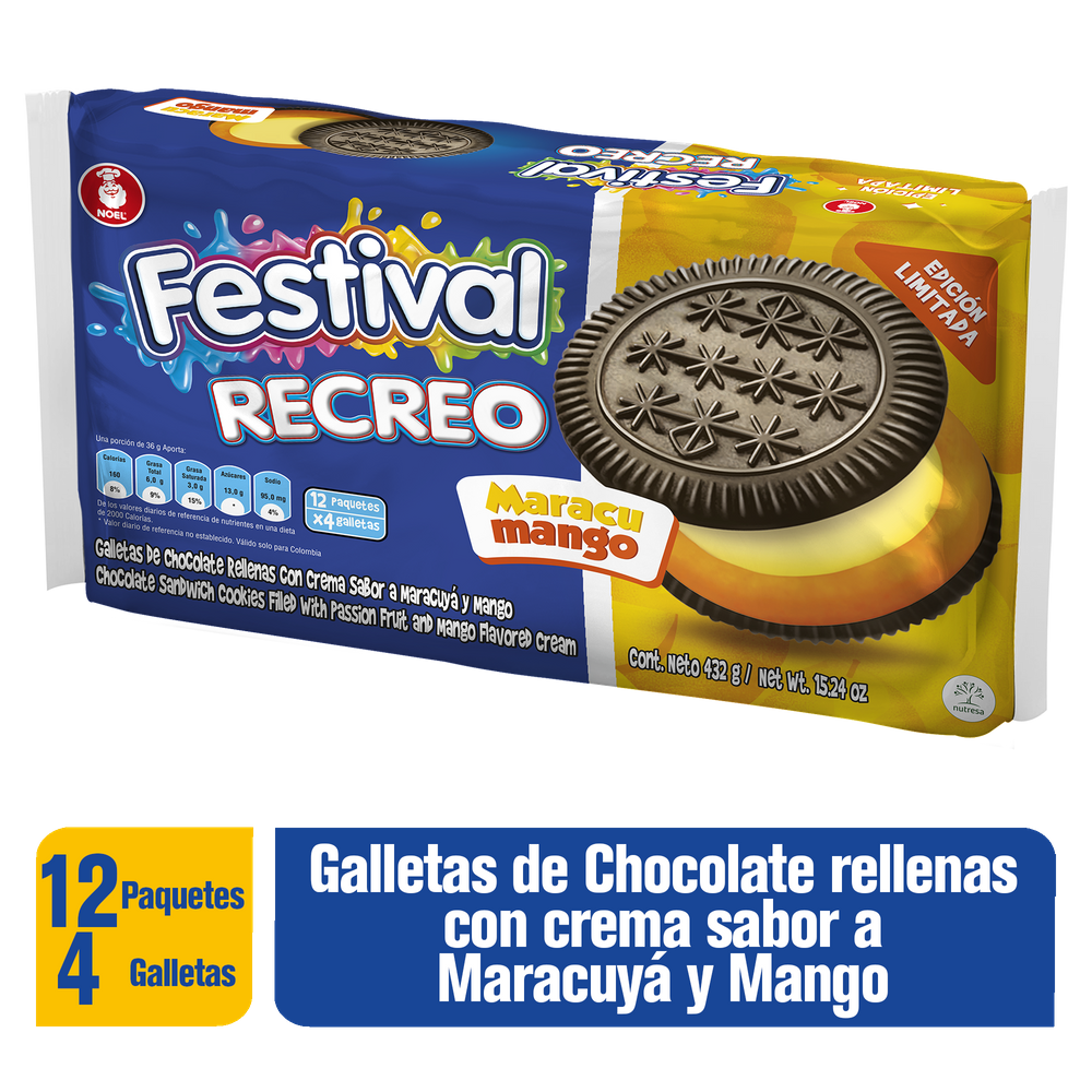 Galletas Festival Recreo Maracu Mango12 Paquetes 432Gr