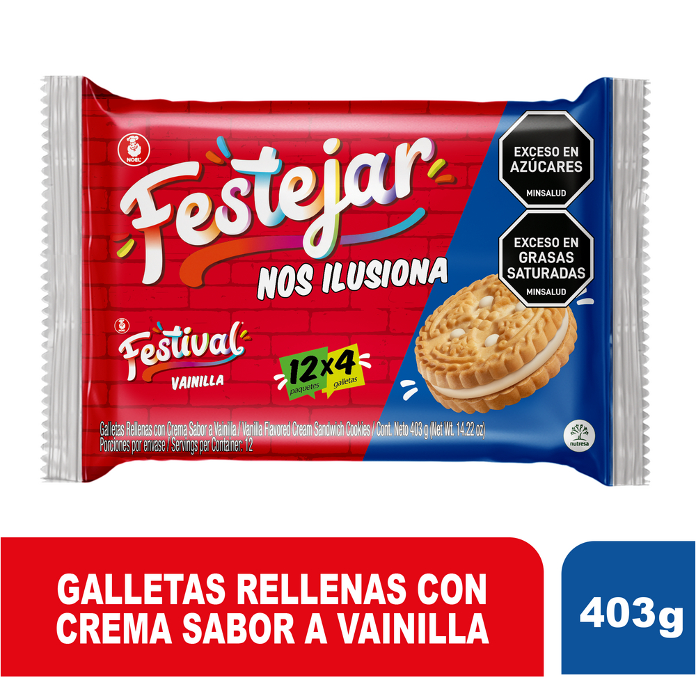 Galletas Festival Vainilla 12 Paquetes 403Gr