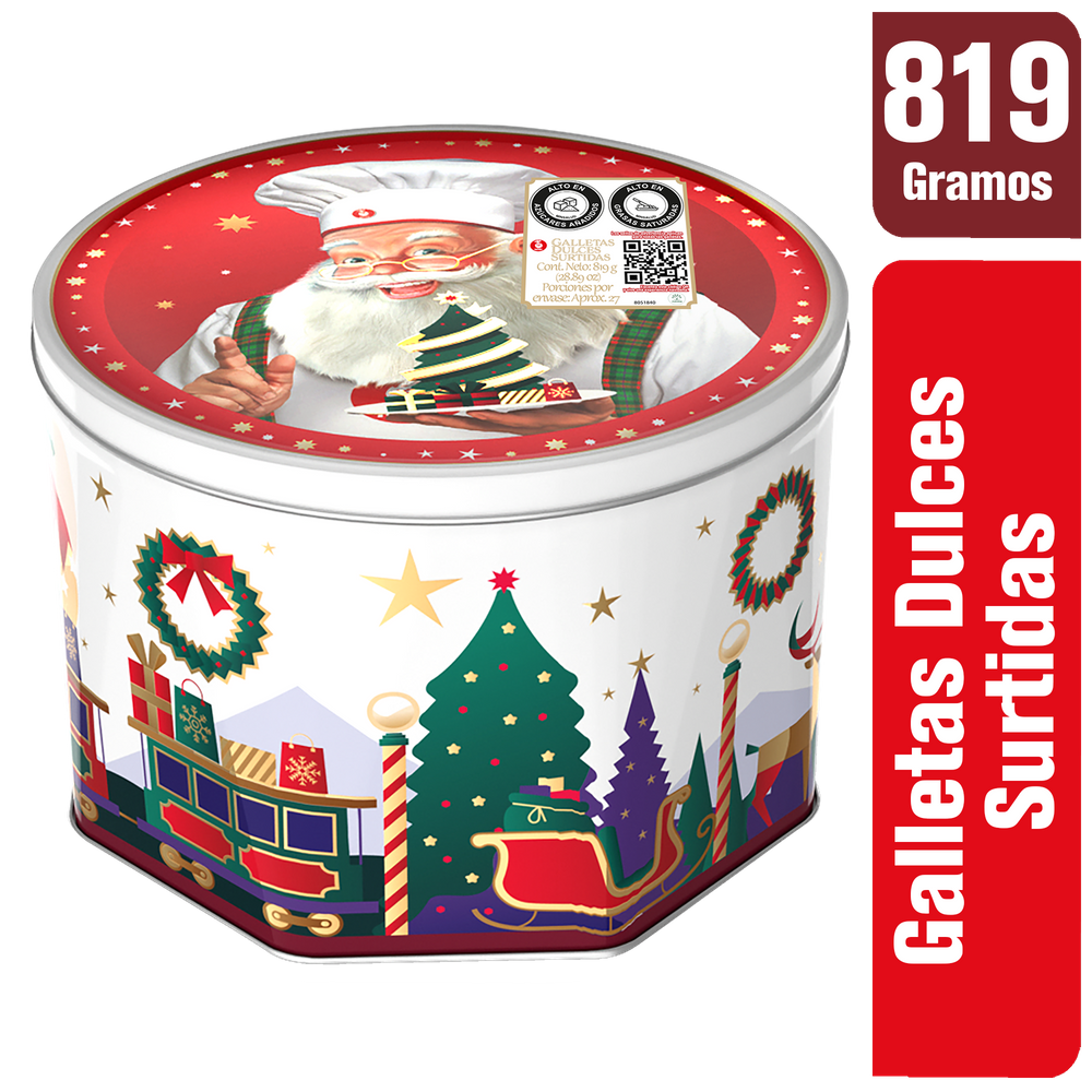 Galletas Navidad Noel Tambor Lata 819Gr