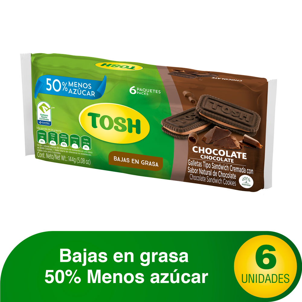 Galletas Tosh Chocolate 6 Paquetes 144Gr