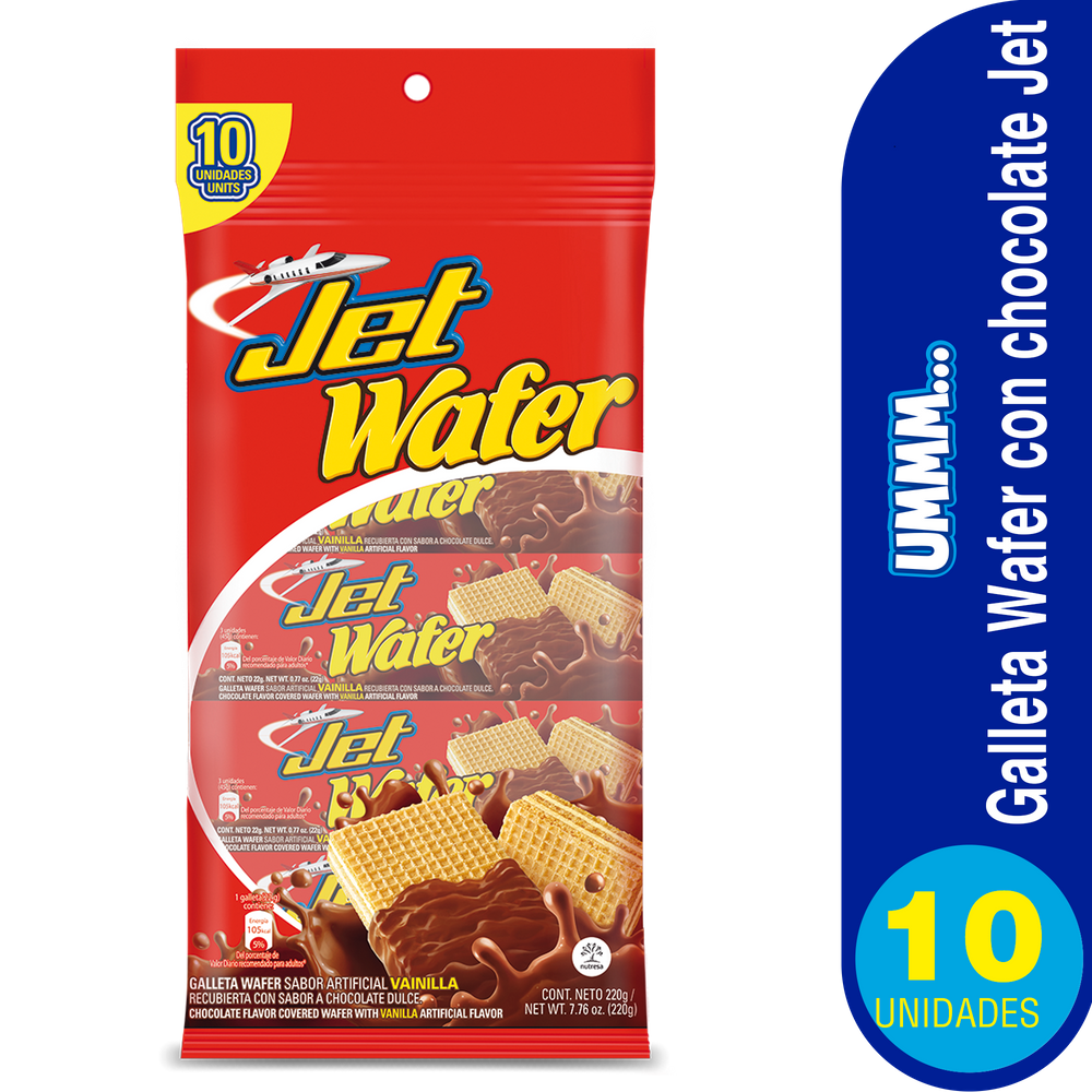 Galletas Wafer Jet Vainilla 10 Unidades 220Gr