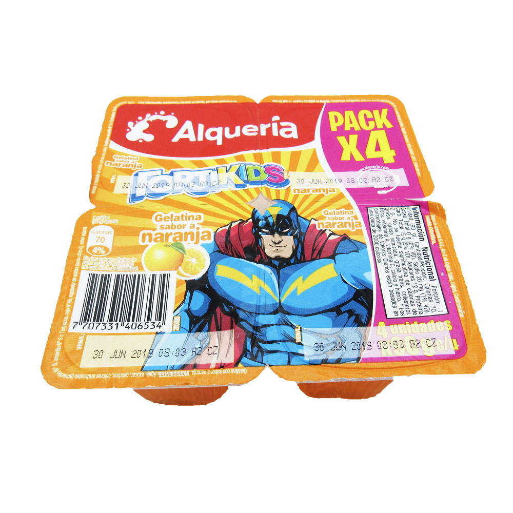 Gelatina Fortikids Naranja 90Gr 4 Unidades