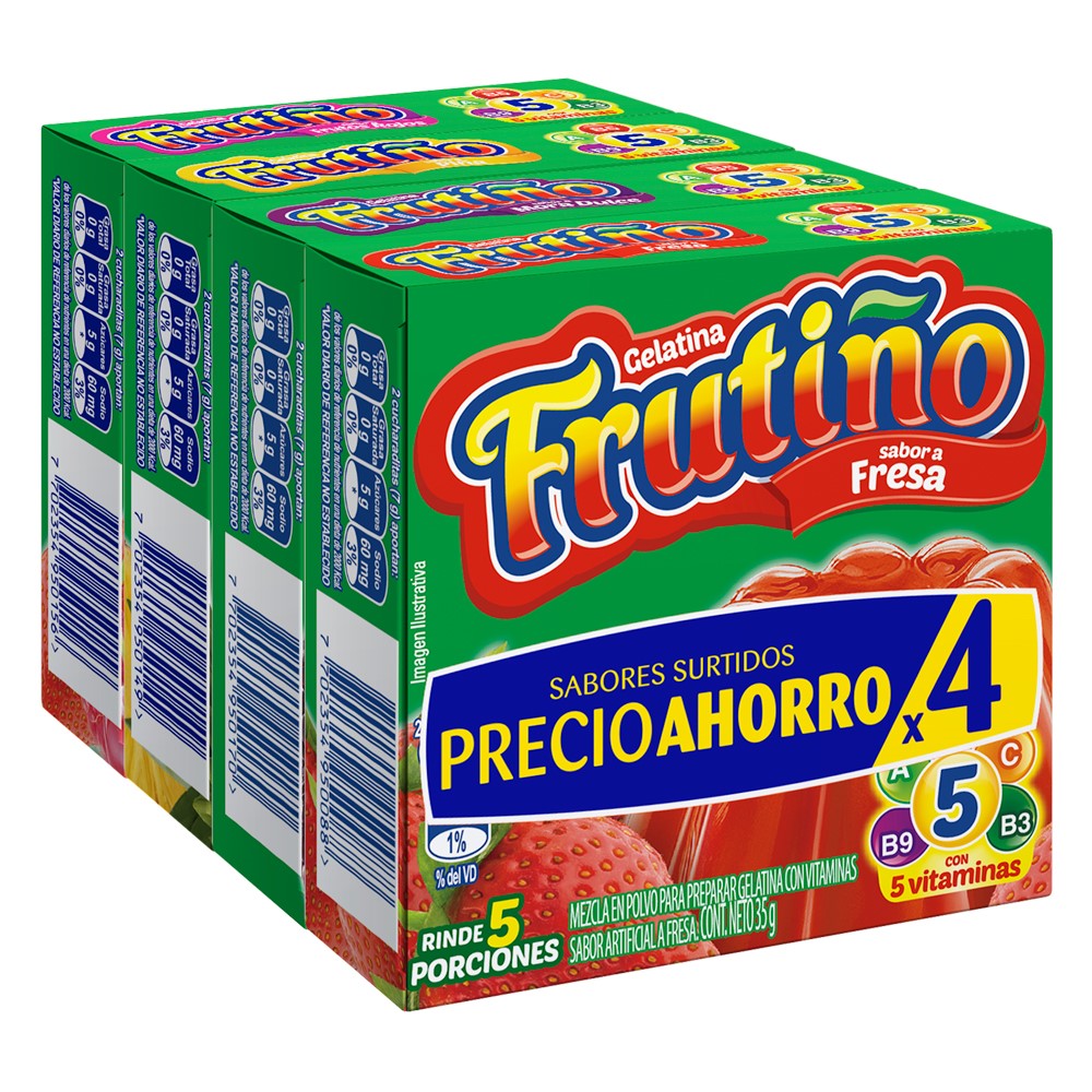 Gelatina Frutiño Surtida 35Gr 4 Unidades  Precio Especial