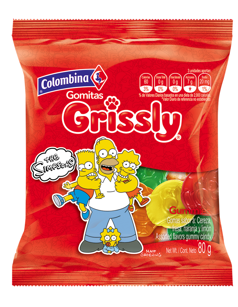 Gomitas Grissly Simpsons 80Gr