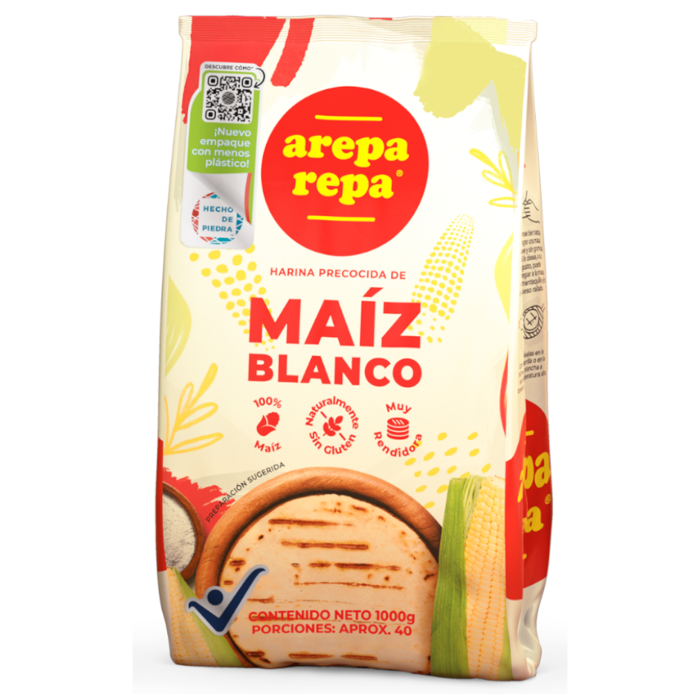 Harina Maíz Blanco Arepa Repa 1000Gr