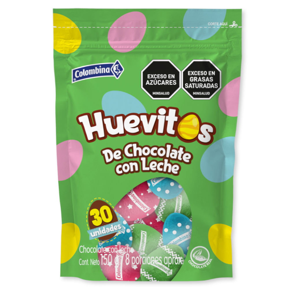 Huevitos  De Chocolate Con Leche Colombina 30 Unidades 150Gr
