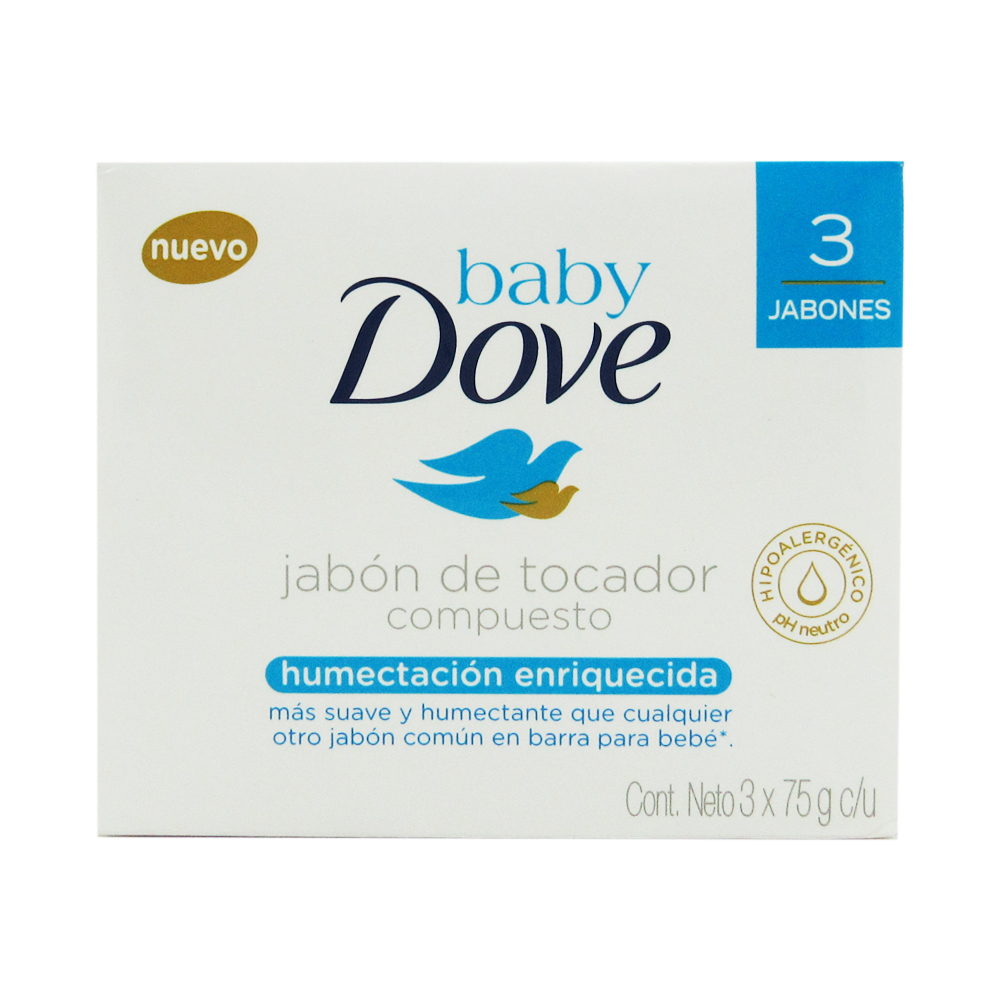 Jabón Dove Baby Humectacion Enriquecida 3 Unidades 225Gr
