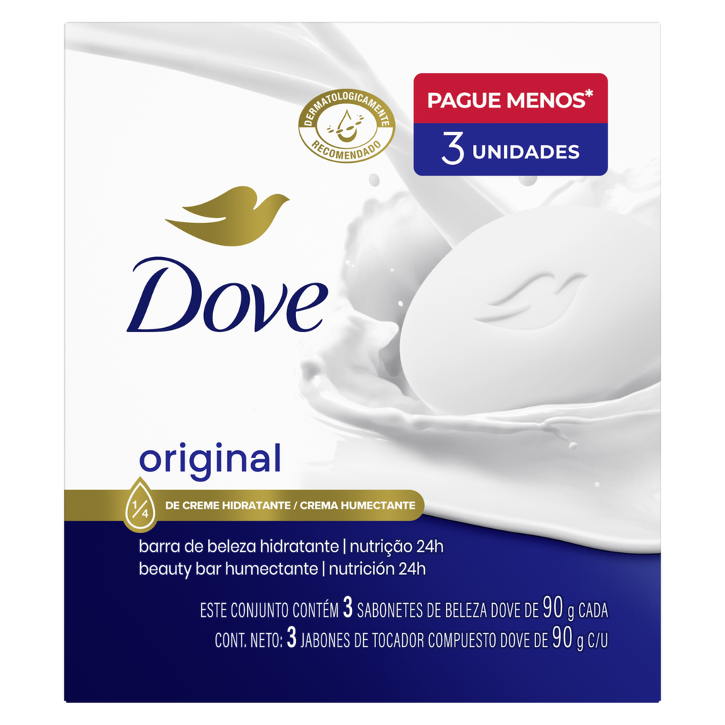Jabón Dove Cremoso Blanco 90Gr 3 Unidades