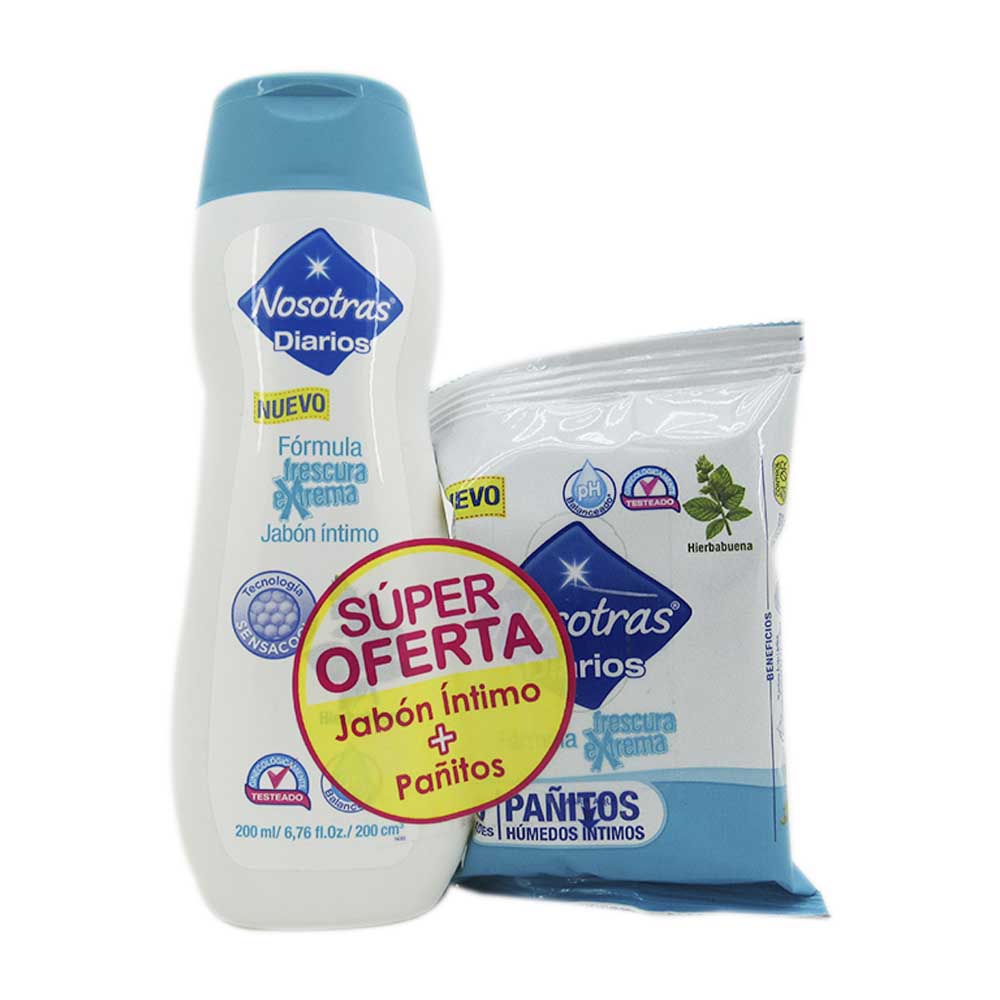 Jabón Intimo Nosotras Frescura Extrema 200Ml + Paño Húmedo