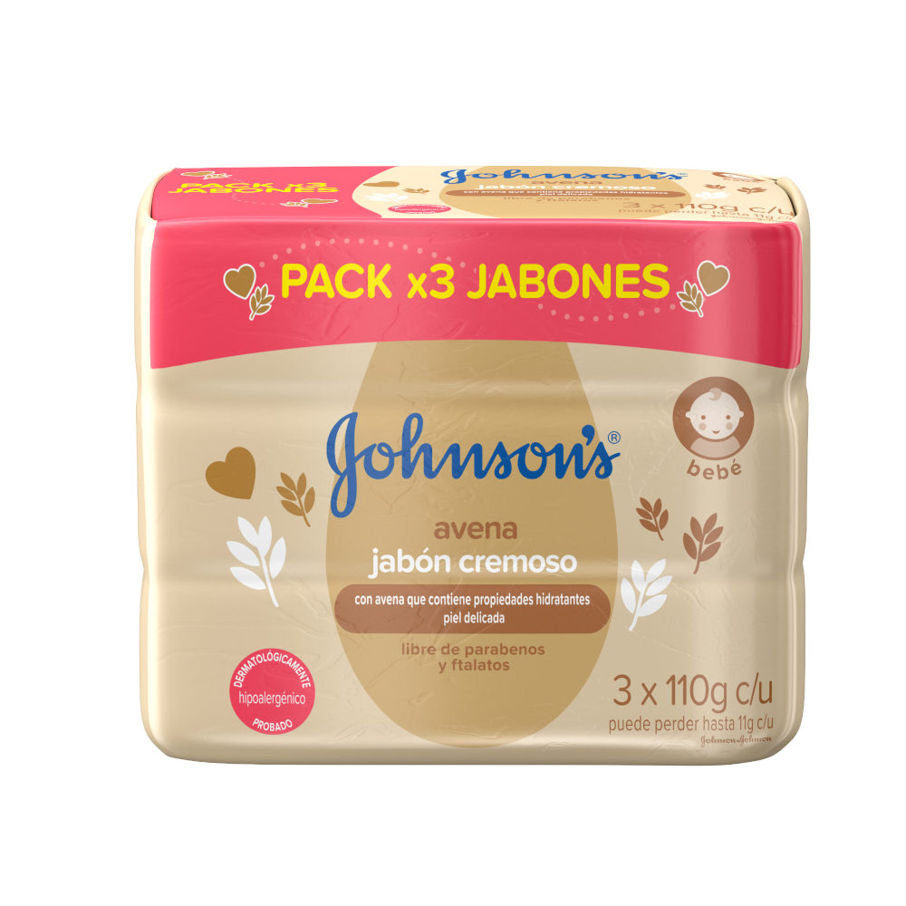 Jabón Johnson & Johnson Baby Avena 3 Unidades 110Gr Cada Unidad Precio Especial