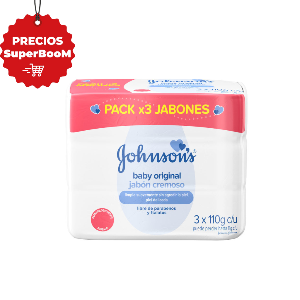 Jabón Johnson & Johnson Baby Original 3 Unidades 375Gr Precio Especial