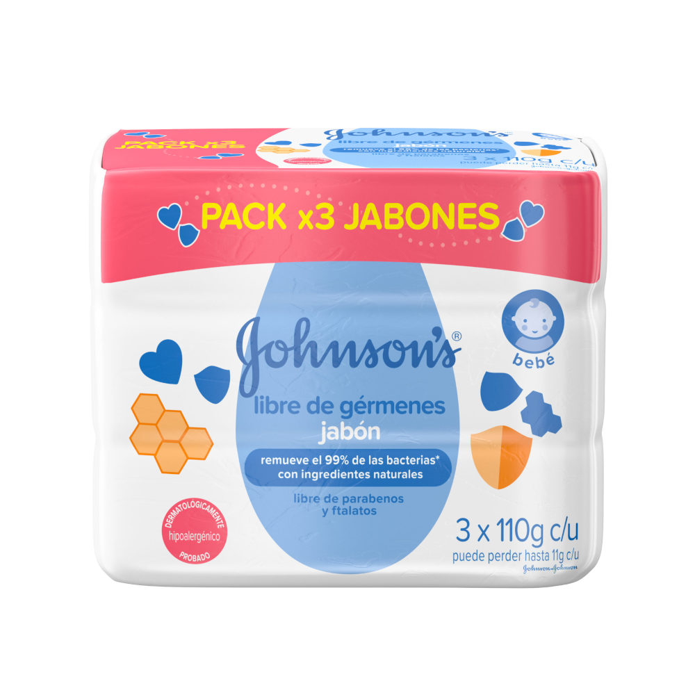 Jabón Johnson's Baby Libre De Gérmenes 110Gr 3 Unidades