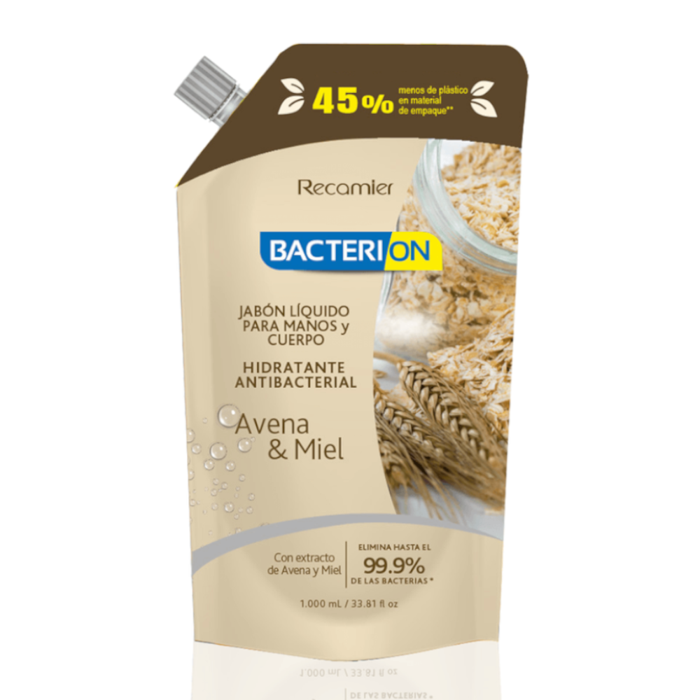 Jabón Liquido Manos Bacterion Avena Miel 1000Ml