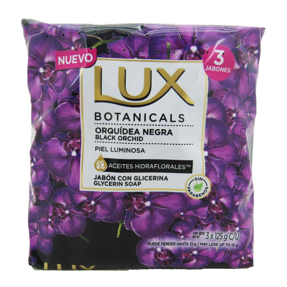 Jabón Lux Orquídea Negra 3 Unidades 375Gr