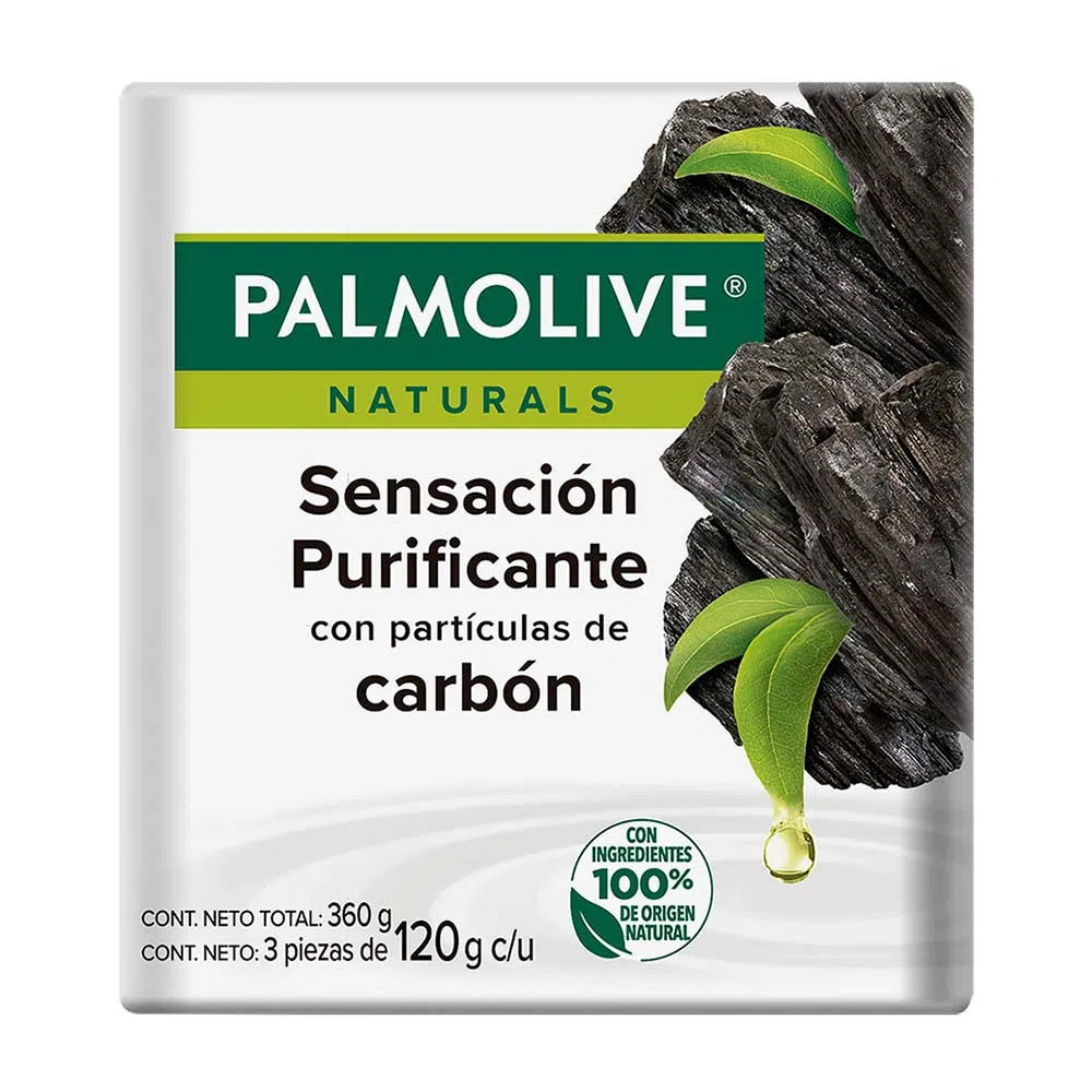 Jabón Palmolive Naturals Carbón 3 Unidades 360Gr