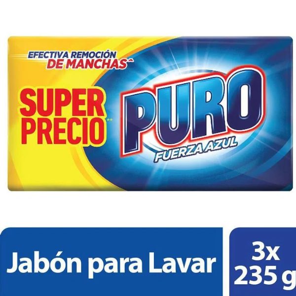 Jabón Puro Fuerza Azúl 3 Unidades 705Gr