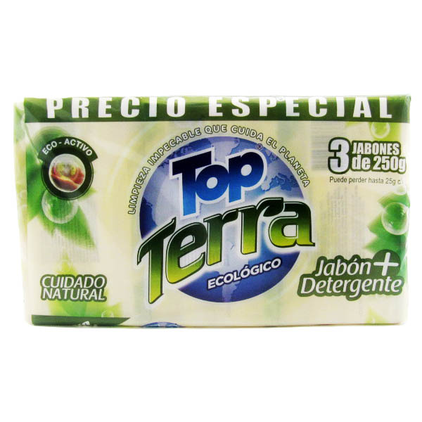 Jabón Top Terra Blanco Barra 3 Unidades 750Gr