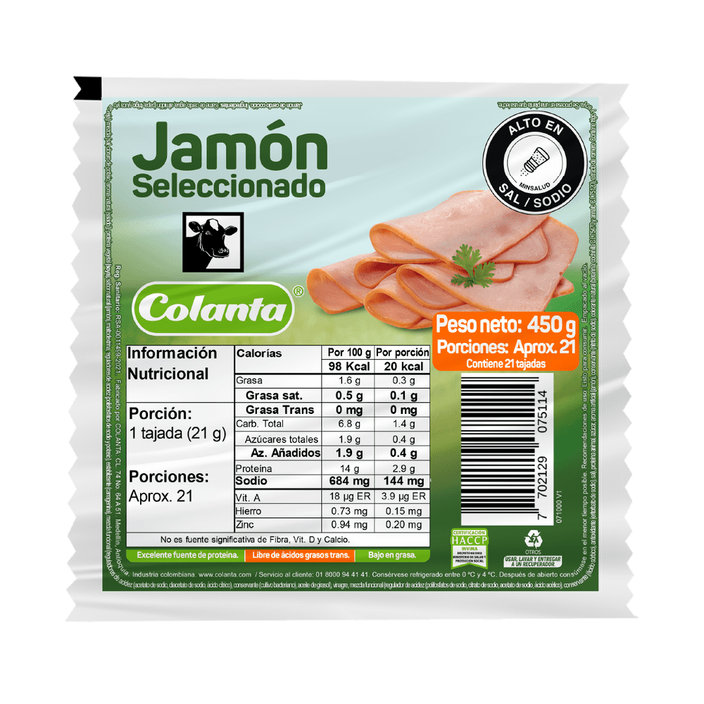 Jamón Colanta Seleccionado 450Gr