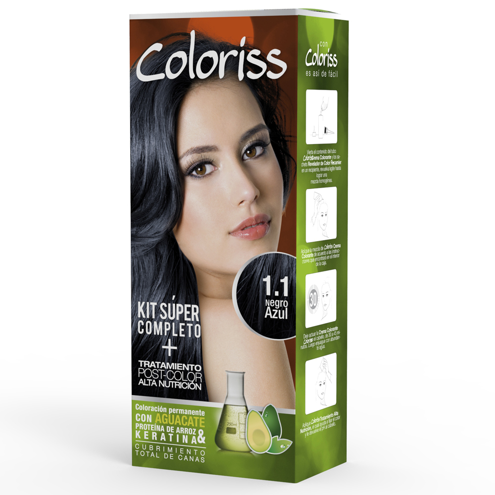 Kit Tintura Coloriss 1.1 Negro Azul