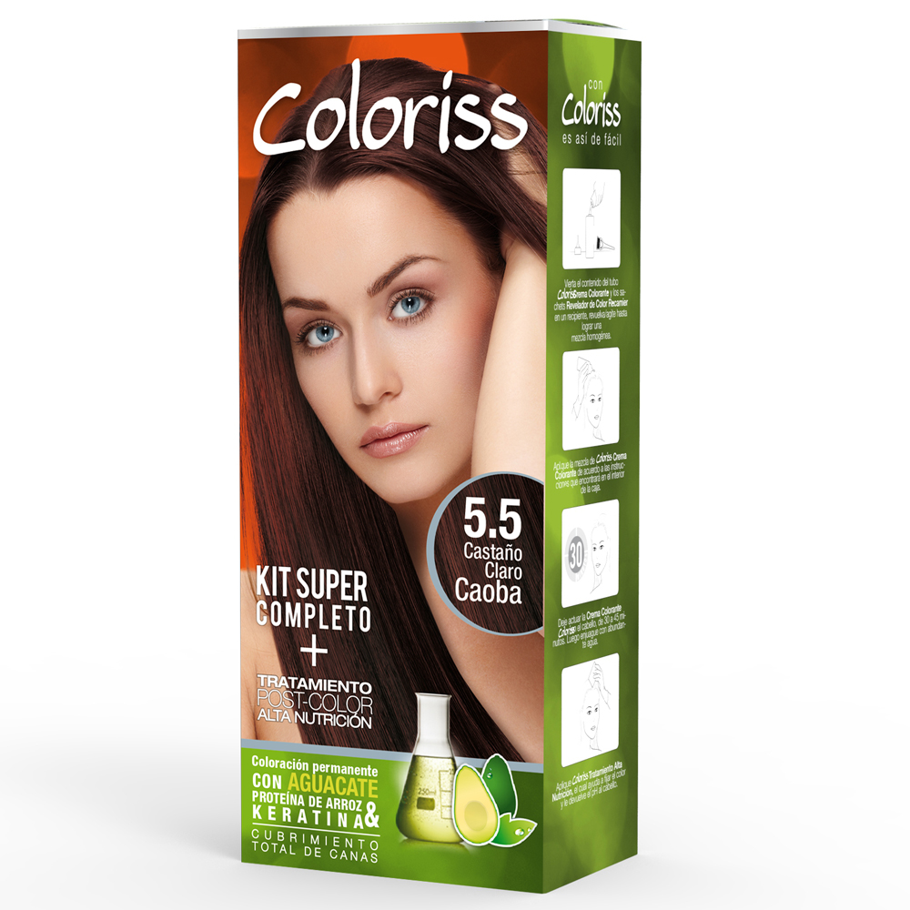 Kit Tintura Coloriss 5.5 Castaño Claro Caoba