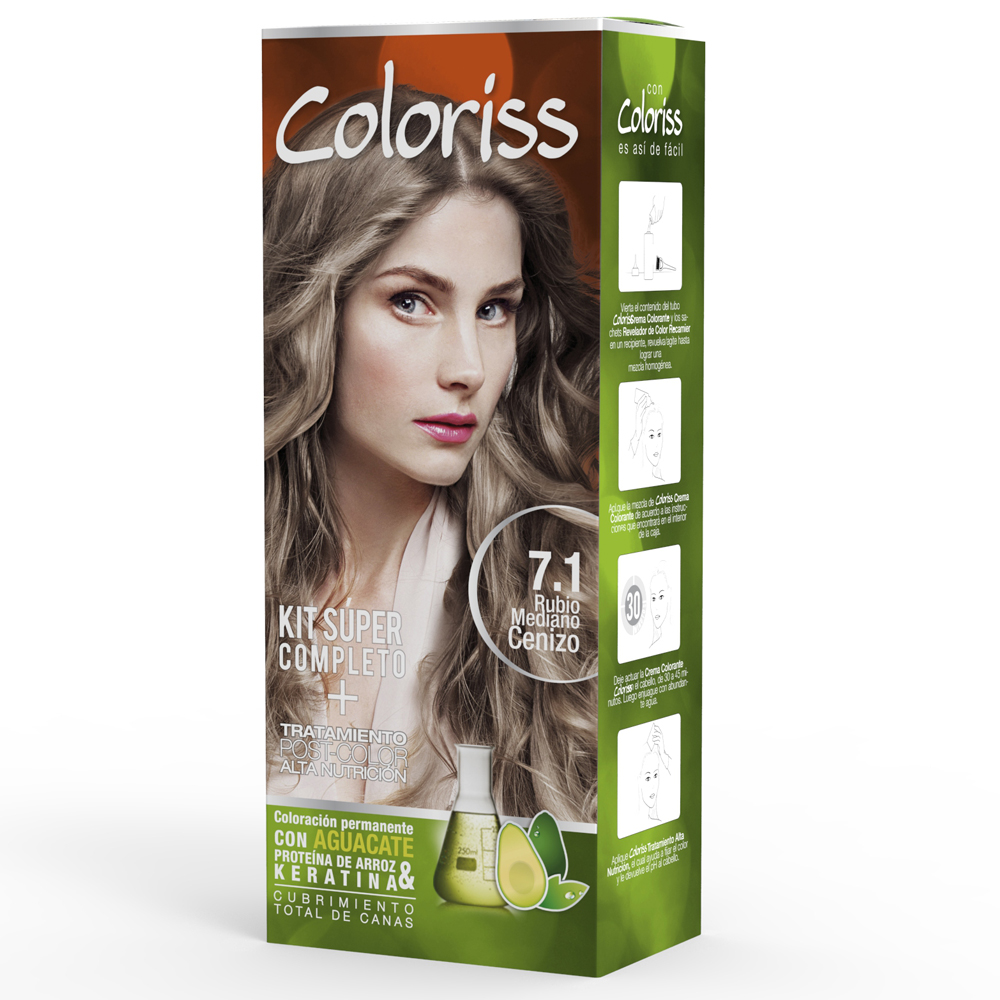 Kit Tintura Coloriss 7.1 Rubio Mediano Cobrizo