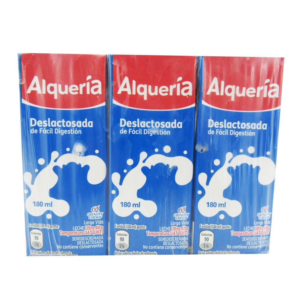 Leche Alqueria Deslactosada Tetrapack 3 Unidades 540Ml