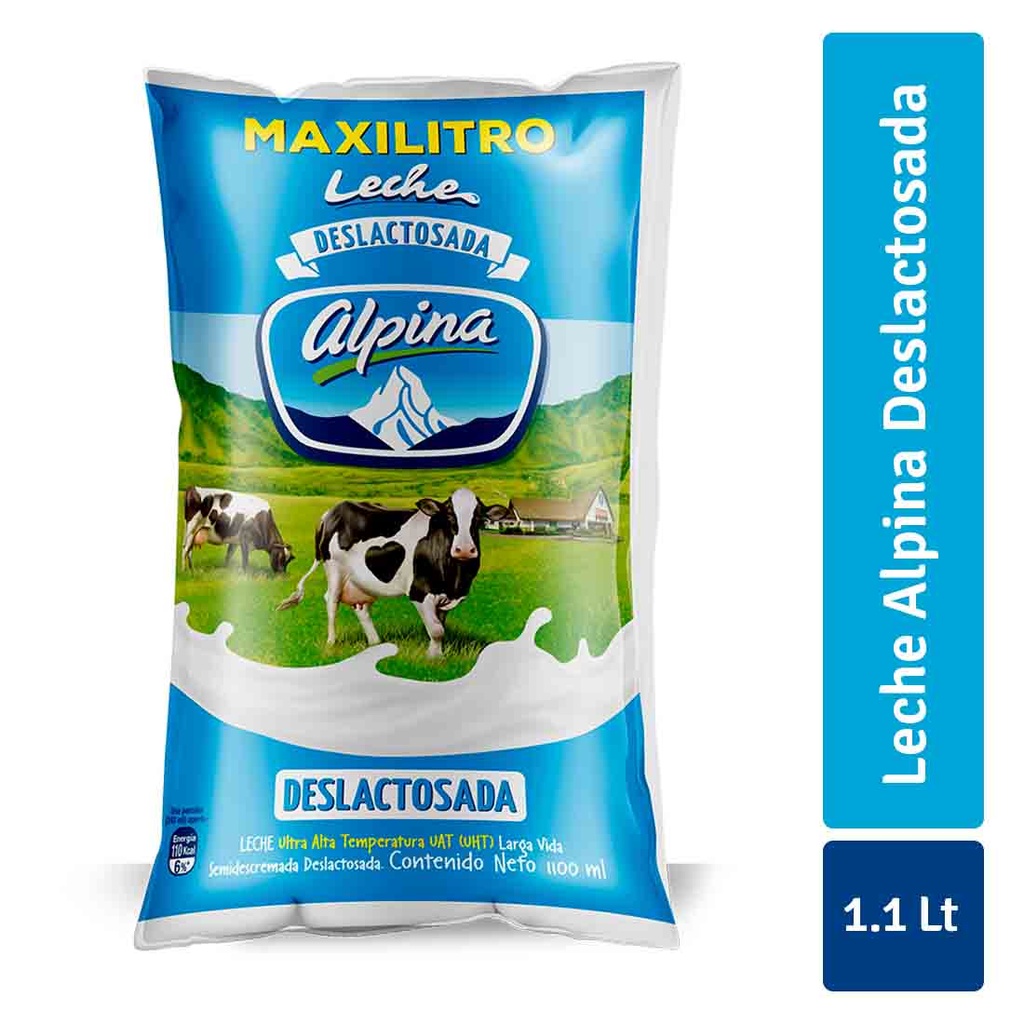 Leche UHT Alpina Deslactosada Bolsa 1100Ml