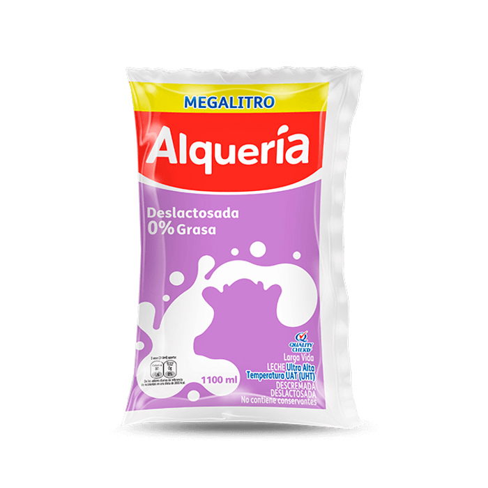 Leche UHT Alqueria 0%Grasa Bolsa 1100Ml