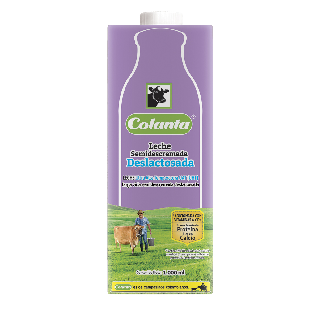 Leche Uht Colanta Semidescremada Deslactosada Tetrapak 1000Ml