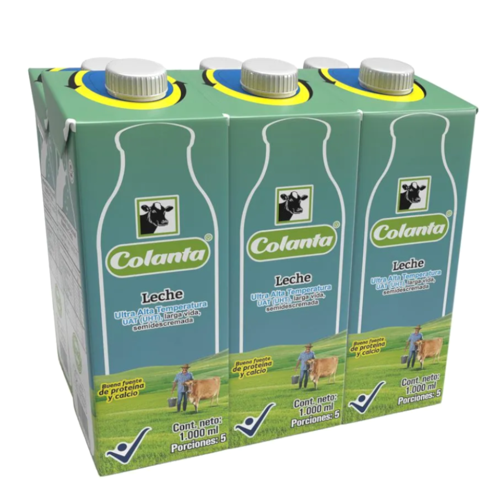 Leche Uht Colanta Semidescremada Tetrapak 1000Ml 6 Unidades