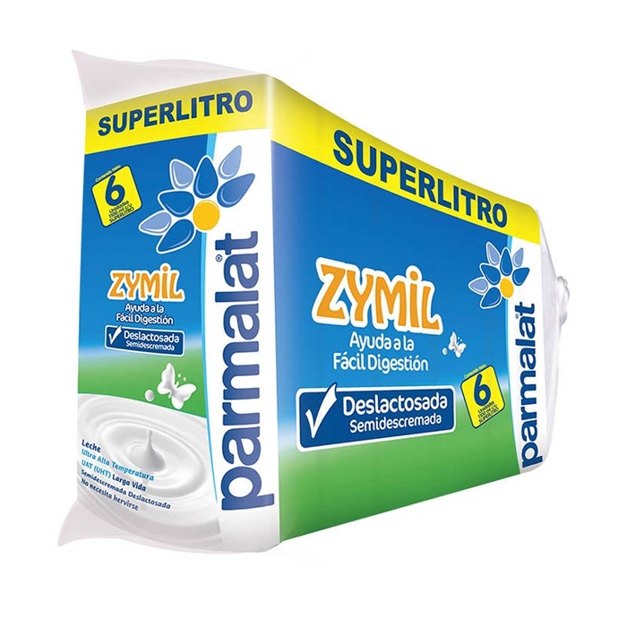 Leche Uht Zymil Parmalat Deslactosada Semidescremada Bolsa 6 Unidades 6600Ml