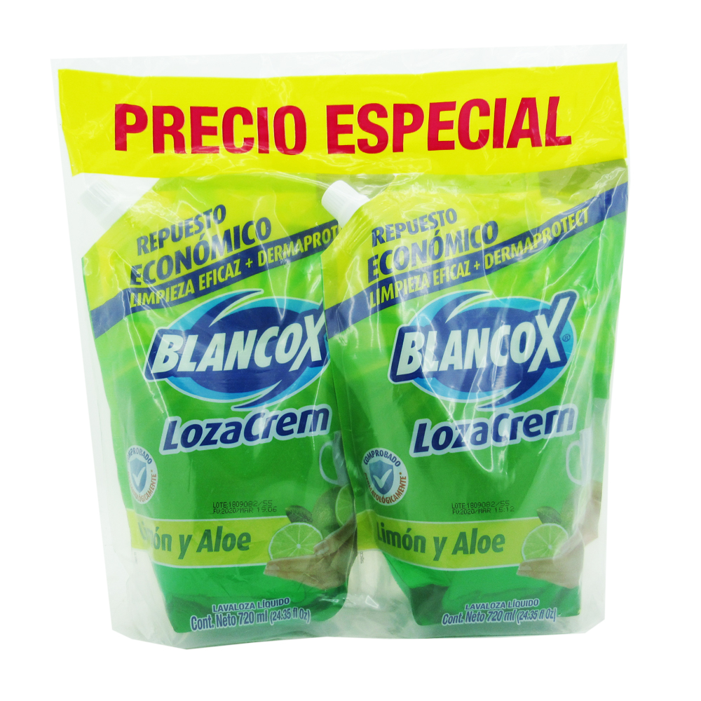 Lavaplatos Loza Crem Blancox Líquido Limón Repuesto 2 Unidades 1440Ml