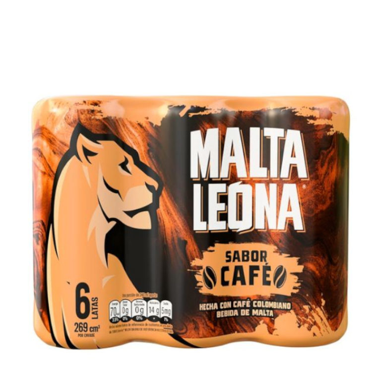 Malta Leona Sabor A Café Lata 6 Unidades 1614Ml