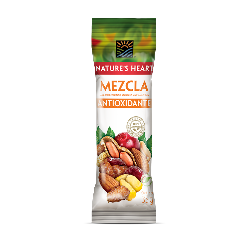 Mezcla Nature's Heart Maní Arándanos Maní Confitado Maiz Y Almendras 35Gr