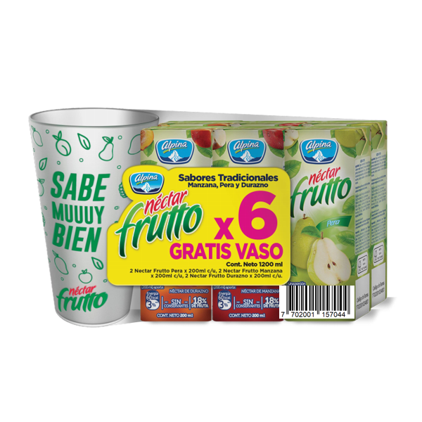 Néctar Frutto Surtido Tetrapak 200Ml 6 Unidades Gratis Vaso