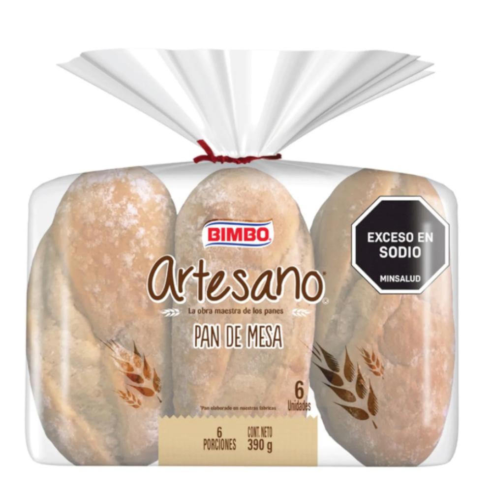 Pan Artesano Mesa Bimbo 6 Unidades 390Gr