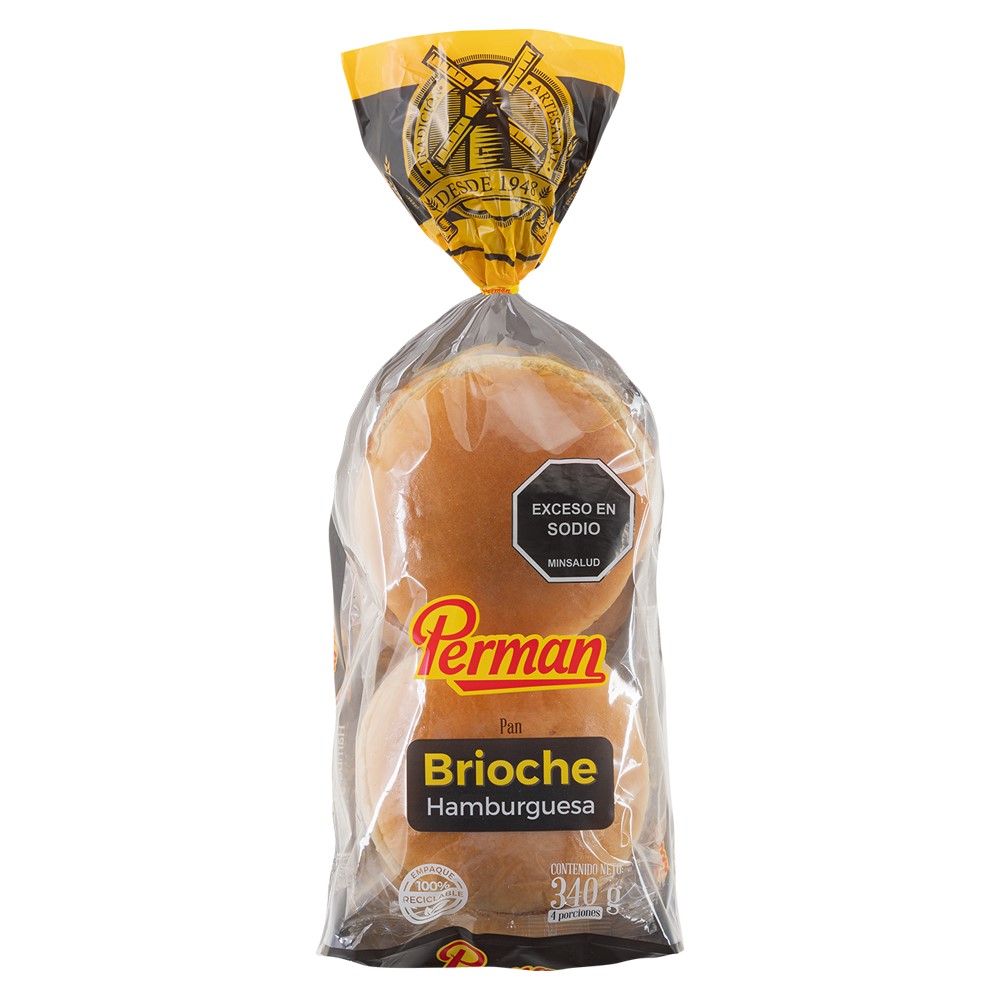 Pan Brioche Hamburguesa Perman 4 Unidades 340Gr