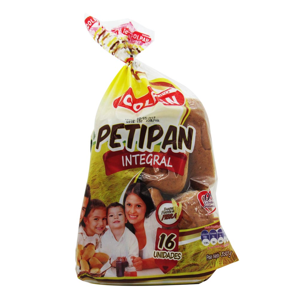 Pan Integral Petipan Icolpan 16 Unidades 350Gr