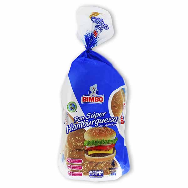 Pan Super Hamburguesa Bimbo Ajonjolí 350Gr