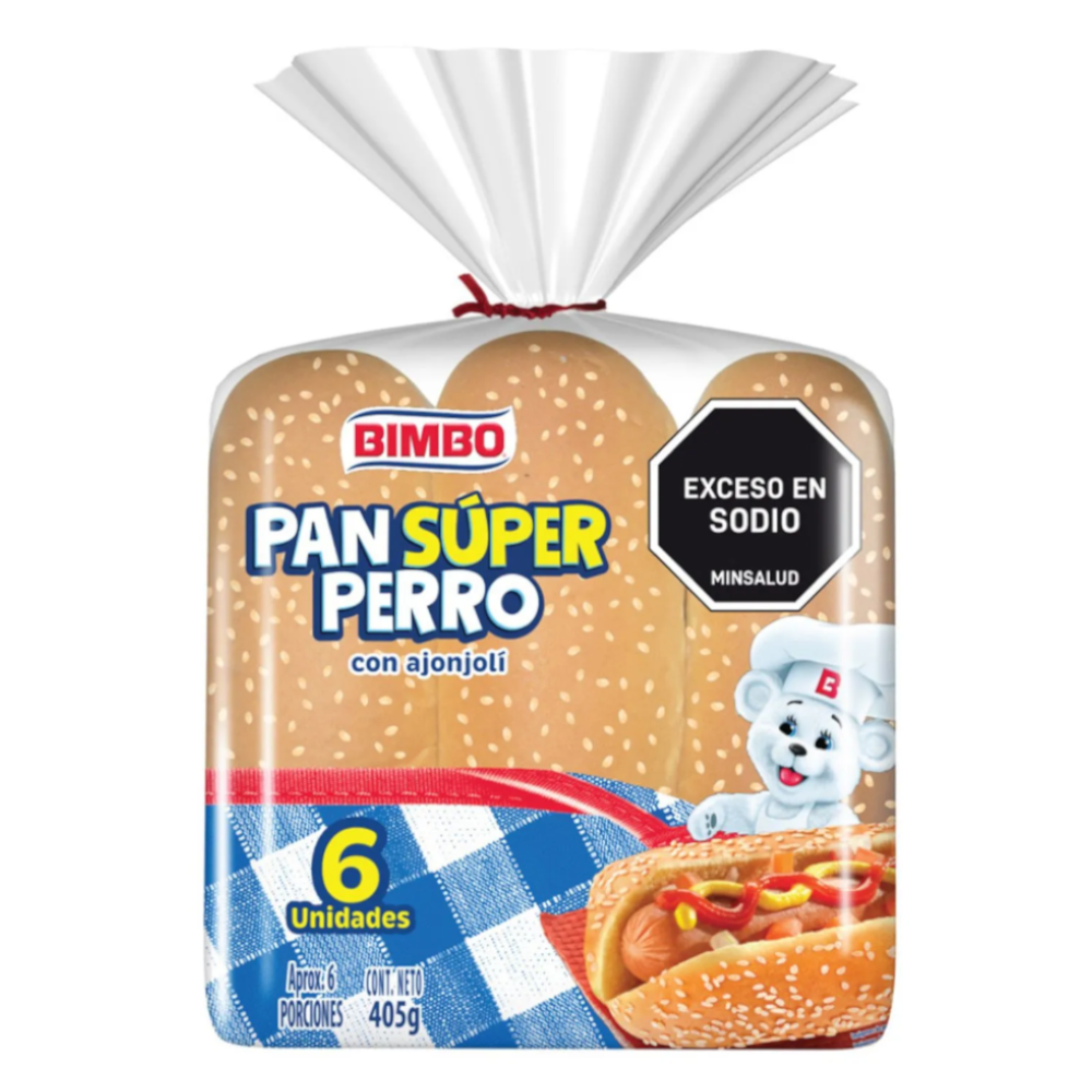 Pan Súper Perro Bimbo Ajonjolí 6 Unidades 405Gr